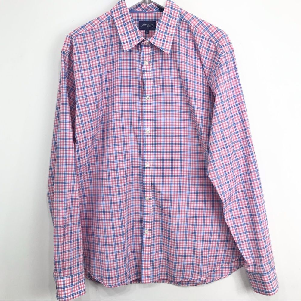 Jeremy Argyle NYC Light Blue Pink Plaid Long Sleeve Button Down Shirt